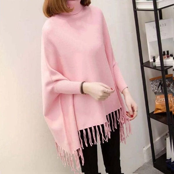 Winter Fleece Poncho for Women - Pink
