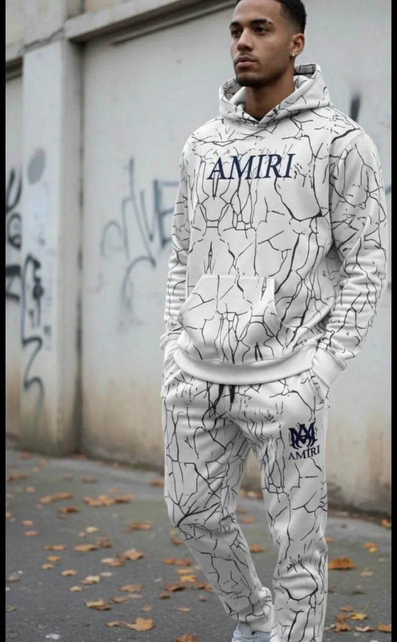 Amiri Men's Fleece Hoodie Track Suit - Graphic Sublimation, 1 Pc