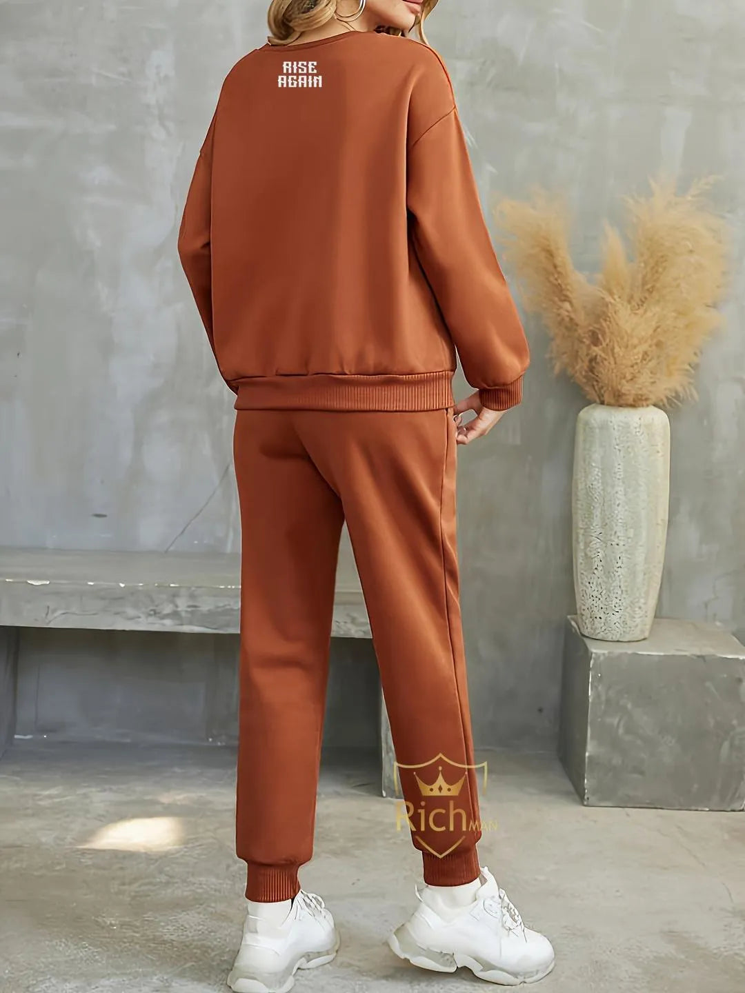 2 Pcs Women's Stitched Fleece Printed Tracksuit