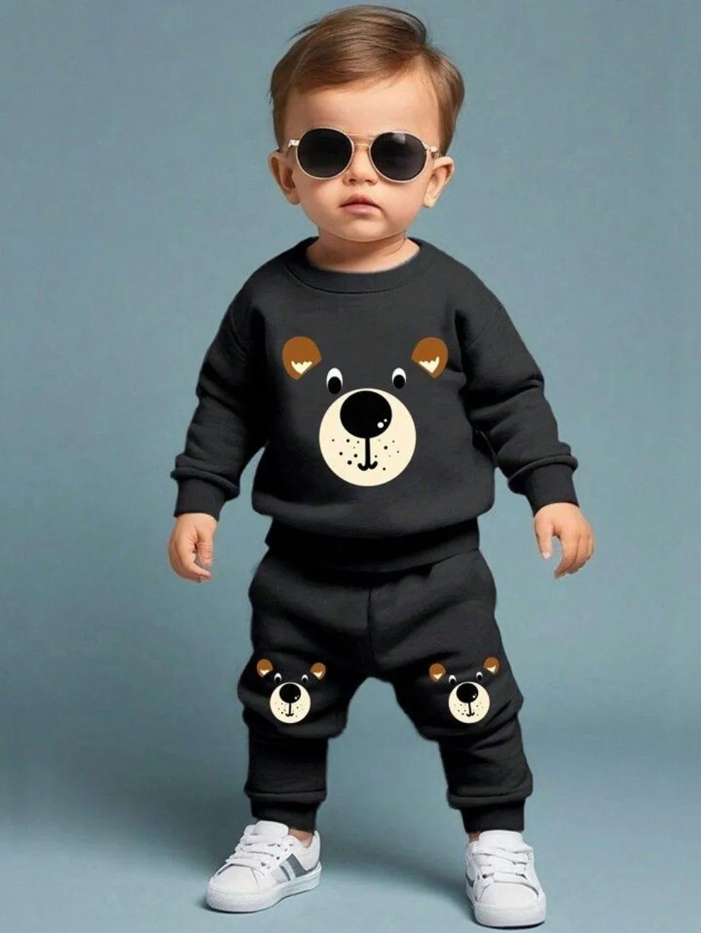 2 Pcs Boy's Polyester Printed Tracksuit