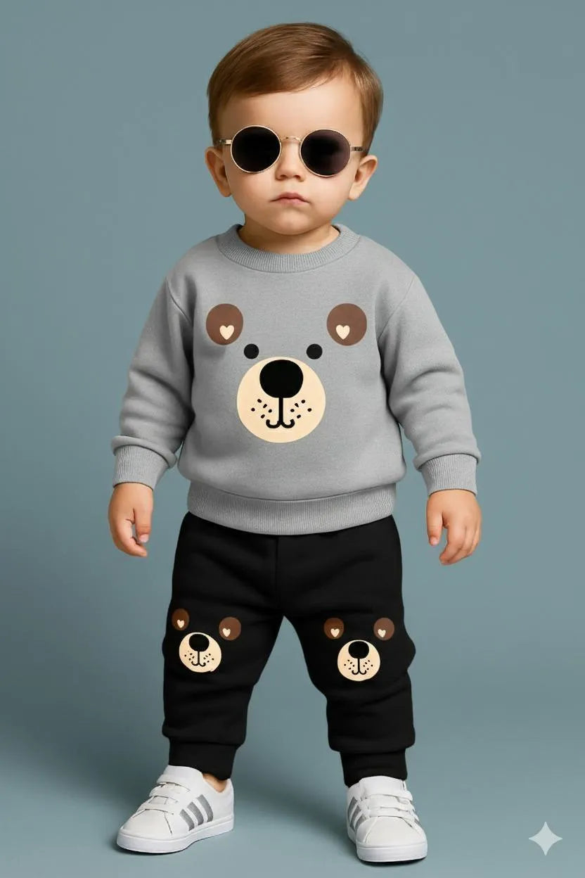 2 Pcs Girl's Fleece Printed Sweatshirt Tracksuit