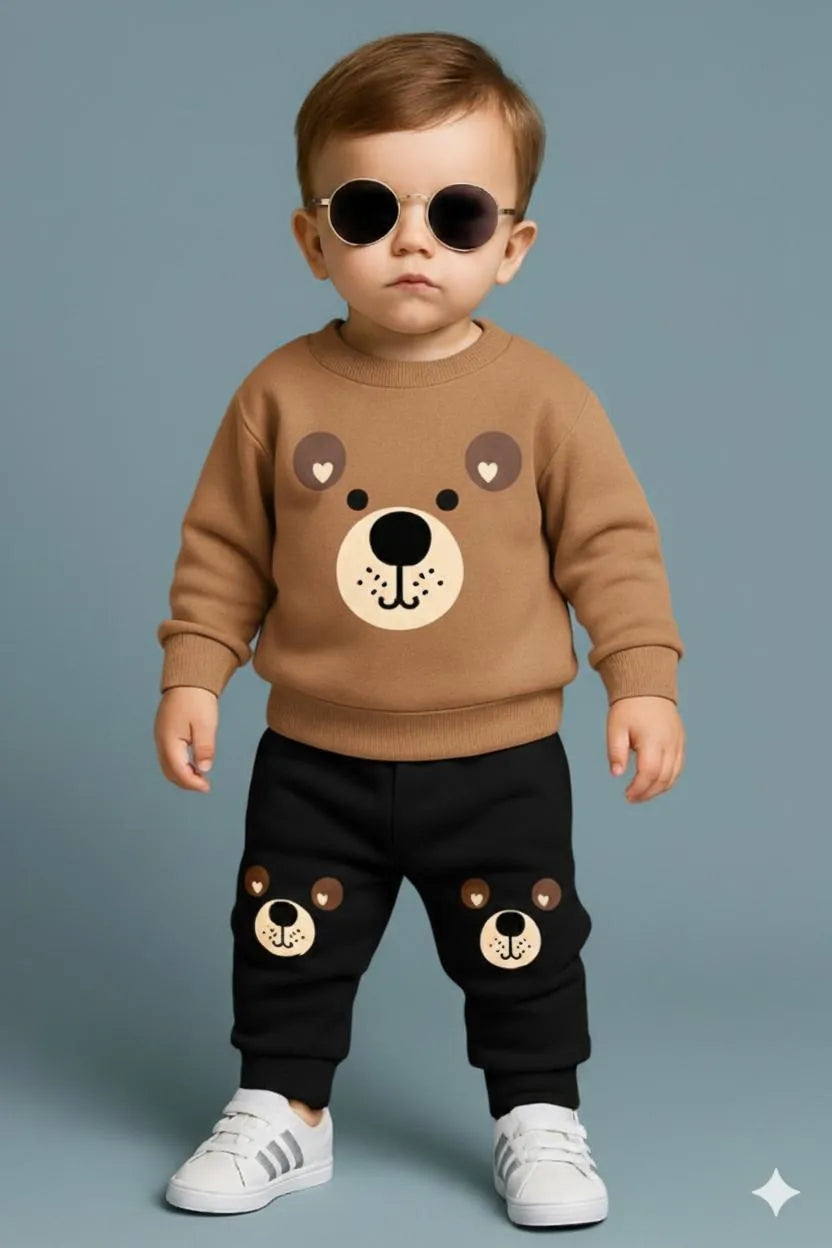 2 Pcs Boy's Fleece Printed Tracksuit