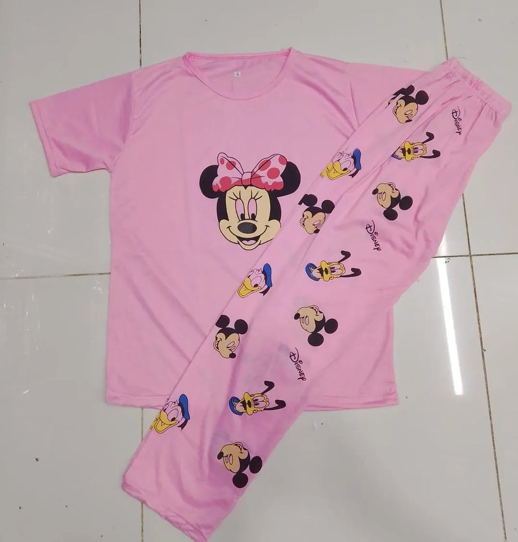 2 Pcs Women's Stitched Jersey Printed Tracksuit