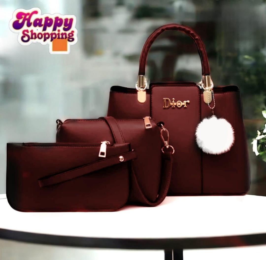 Stylish Maroon PU Leather Women's Hand Bag Set - 1 Pc