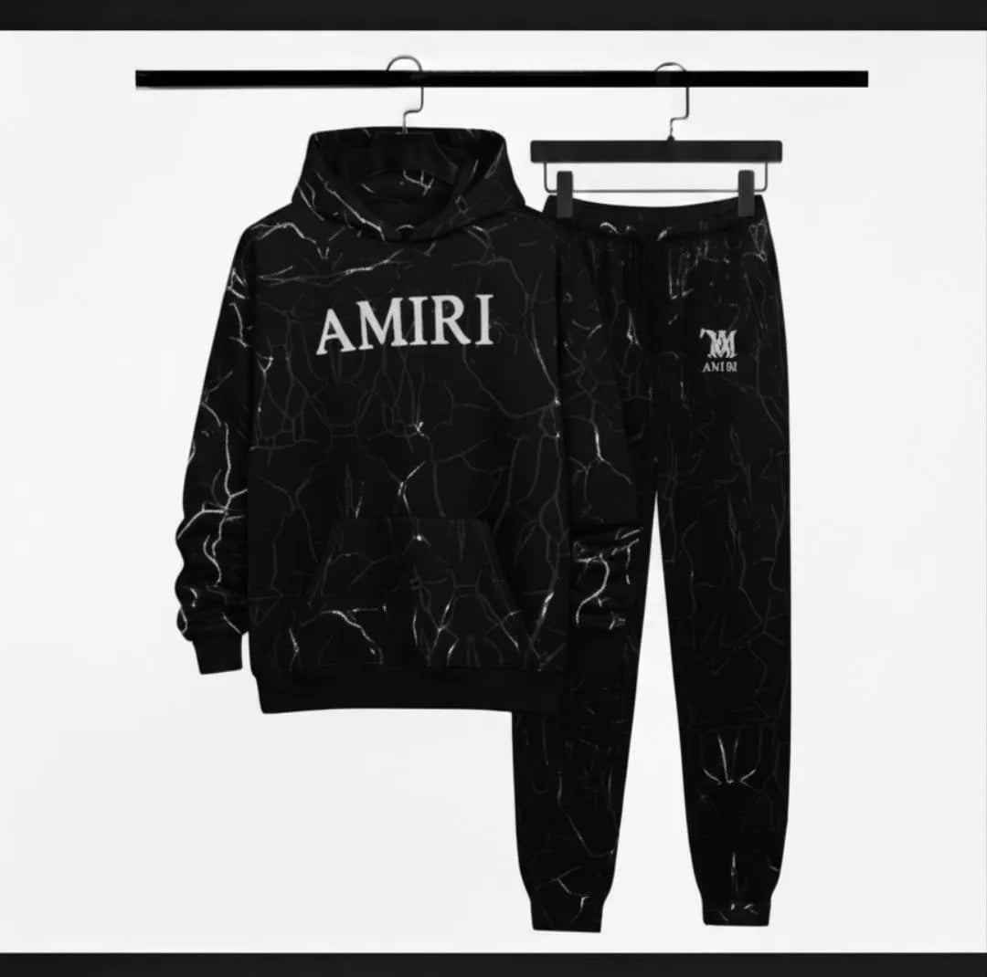 Amiri Men's Fleece Hoodie Track Suit - Graphic Sublimation, 1 Pc