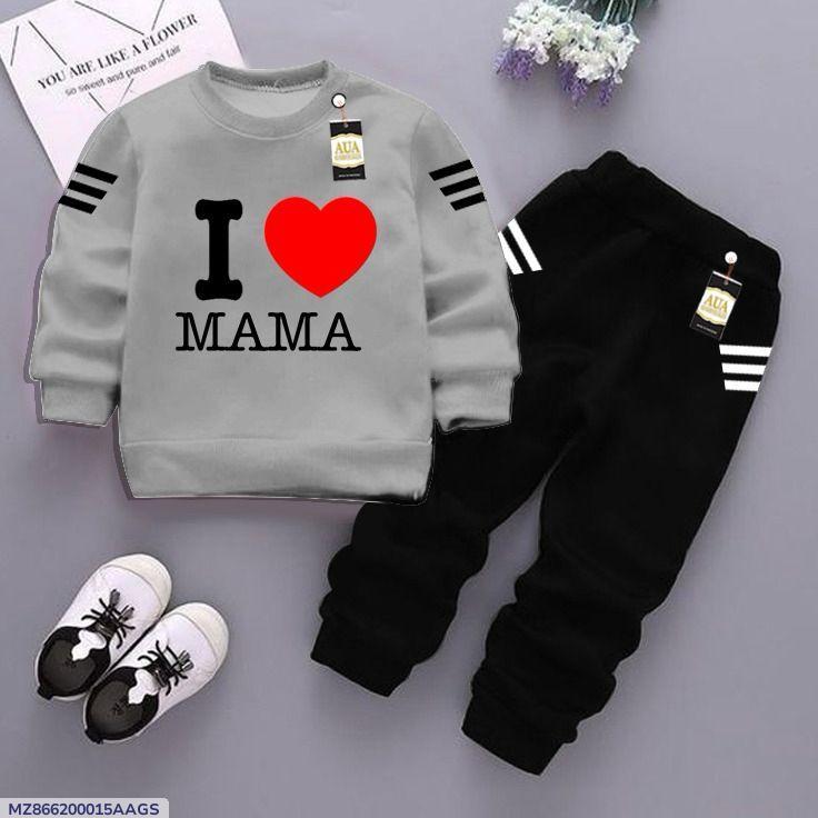 2 Pcs Boy's Girl's Fleece Printed Sweatshirt Tracksuit